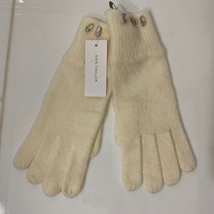 Ann Taylor Cream Beaded Gloves